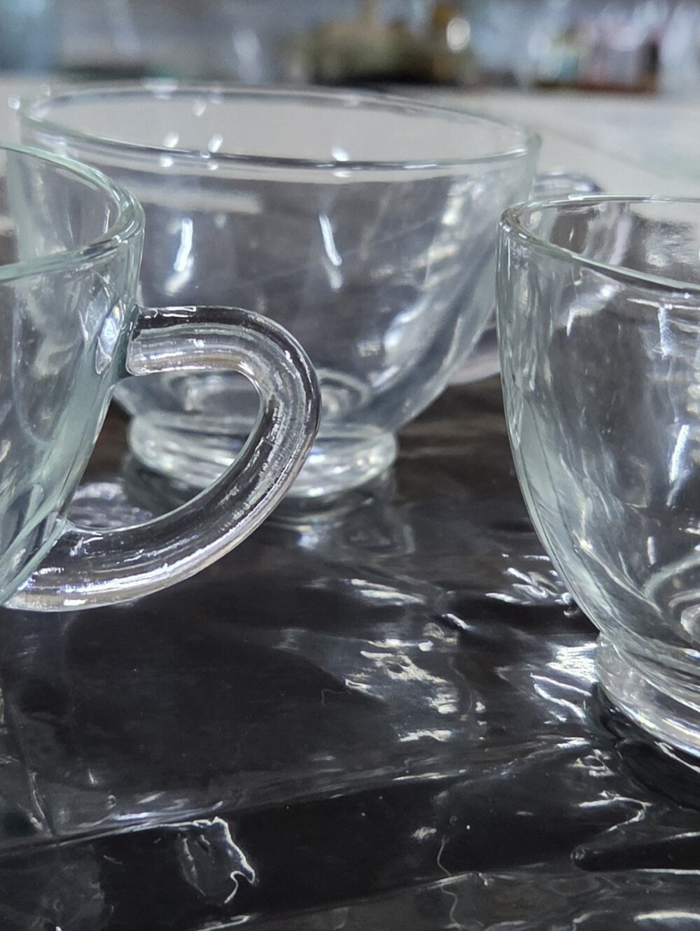 Vintage Anchor Hocking Clear Glass Punch Cups Coffee Tea Set of 3 Mid Century